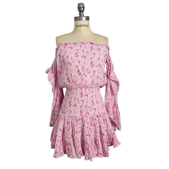 Sunday St Tropez women’s pink Cecilia off the shoulder modal dress O/S - Picture 1 of 7
